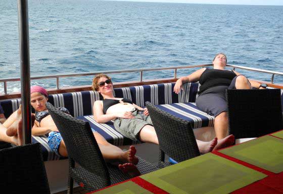 Relaxing after a dive